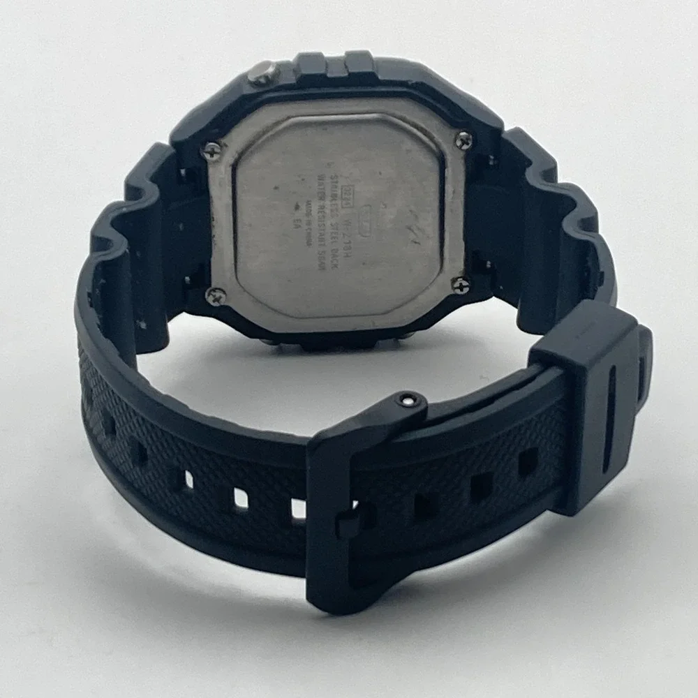 Casio Illuminator Watch Men 43mm Digital Camo Black 3224 W-218H Alarm Chrono